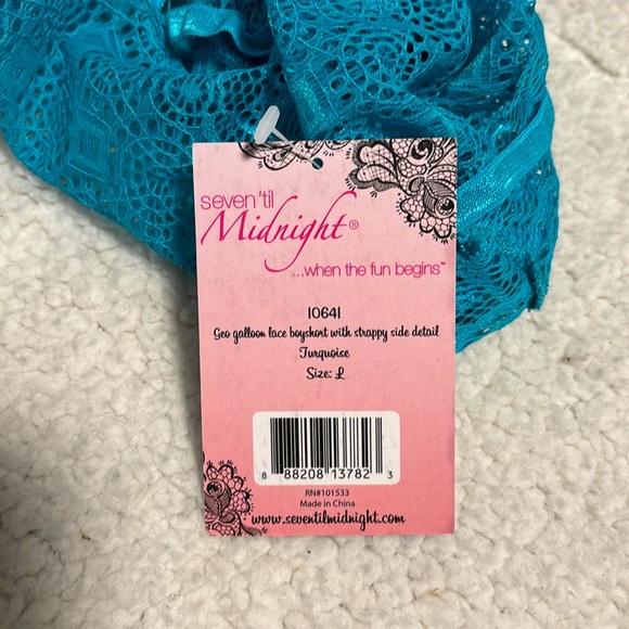 NWT Turquoise Lacy Boy Short Panty with Cut Out Sides in Size Large - Picture 6 of 6